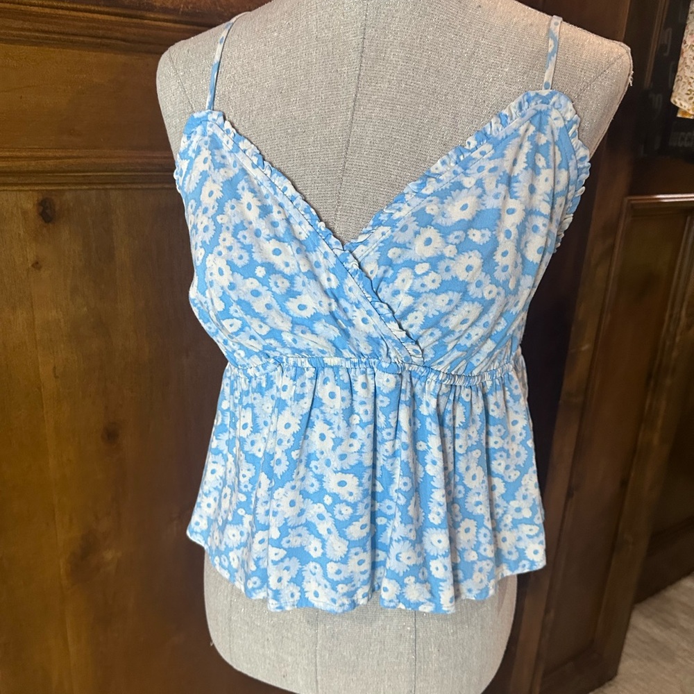 SIZE  L Abound Blue and White Fitted Wrap Camisole